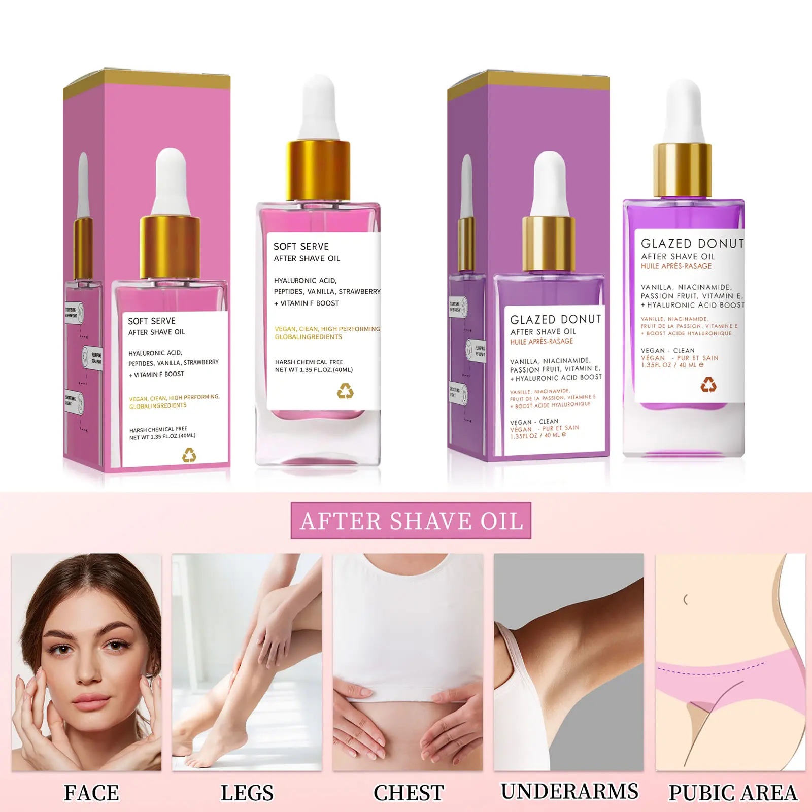 Aceite para después del afeitado, fresa, vainilla, aceite para después del afeitado, para una piel suave, hidrata y suave ﻿ Cuidado de la piel mujeres servir aceite de afeitado