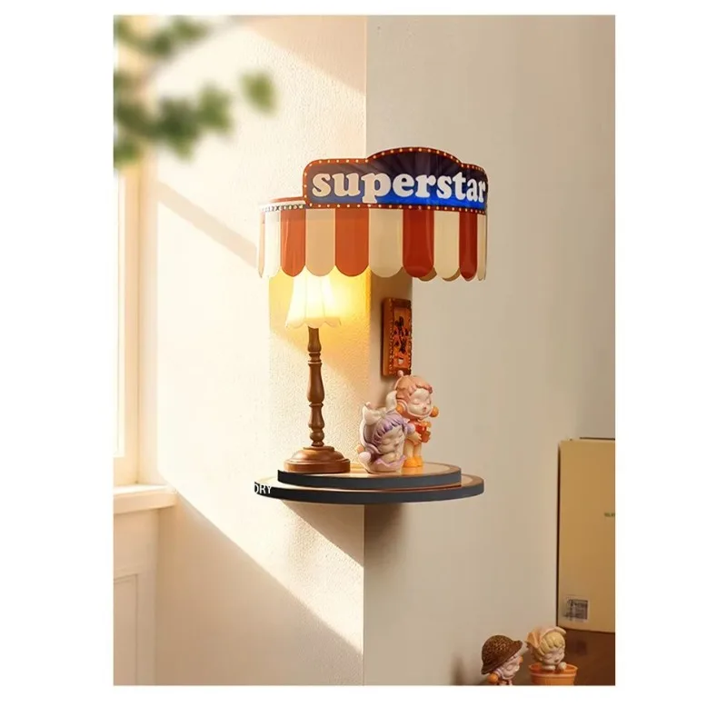 No-Drill Corner Blind Box Storage Display Rack Creative External Wall Lamp Cute Figure Display Stand Wall Mounted SpaceDecor