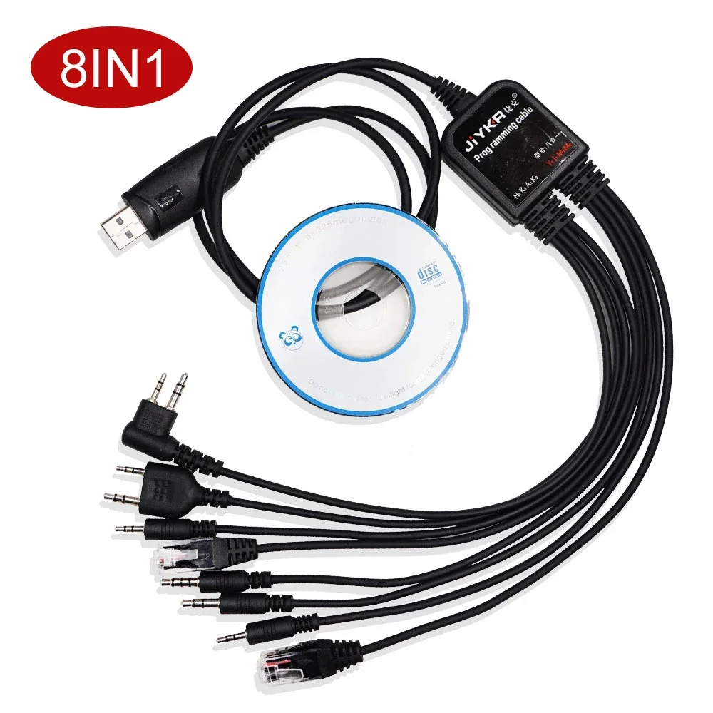 8 in 1 Computer USB Programming Cable For kenwood Baofeng Motorola Yaesu Icom HYD TYT Handy Walkie Talkie Car Radio CD Software