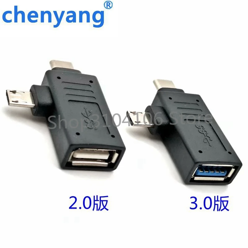 Otg usb 3.1 type c + micro usb ذكر إلى usb 2.0 usb 3.0, أنثى محول موصل, 2 في 1 محول