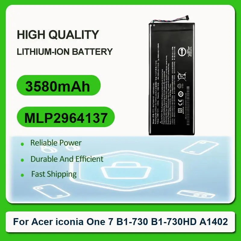 Replacement Tablet Battery For Acer lconia One 7 B1-730 B1-730HD A1402 MLP2964137 3580mAh