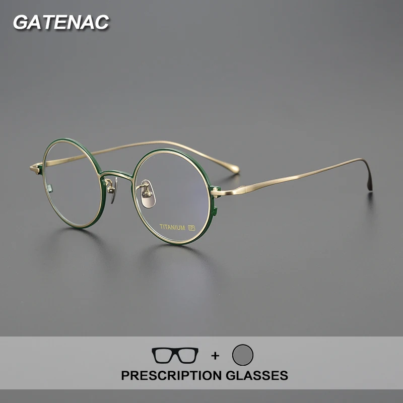 Gatenac Round Pure Titanium Prescription Glasses Men Progressive Photochromic Anti Blue Light Glasses Women Luxury Brand Eyewear