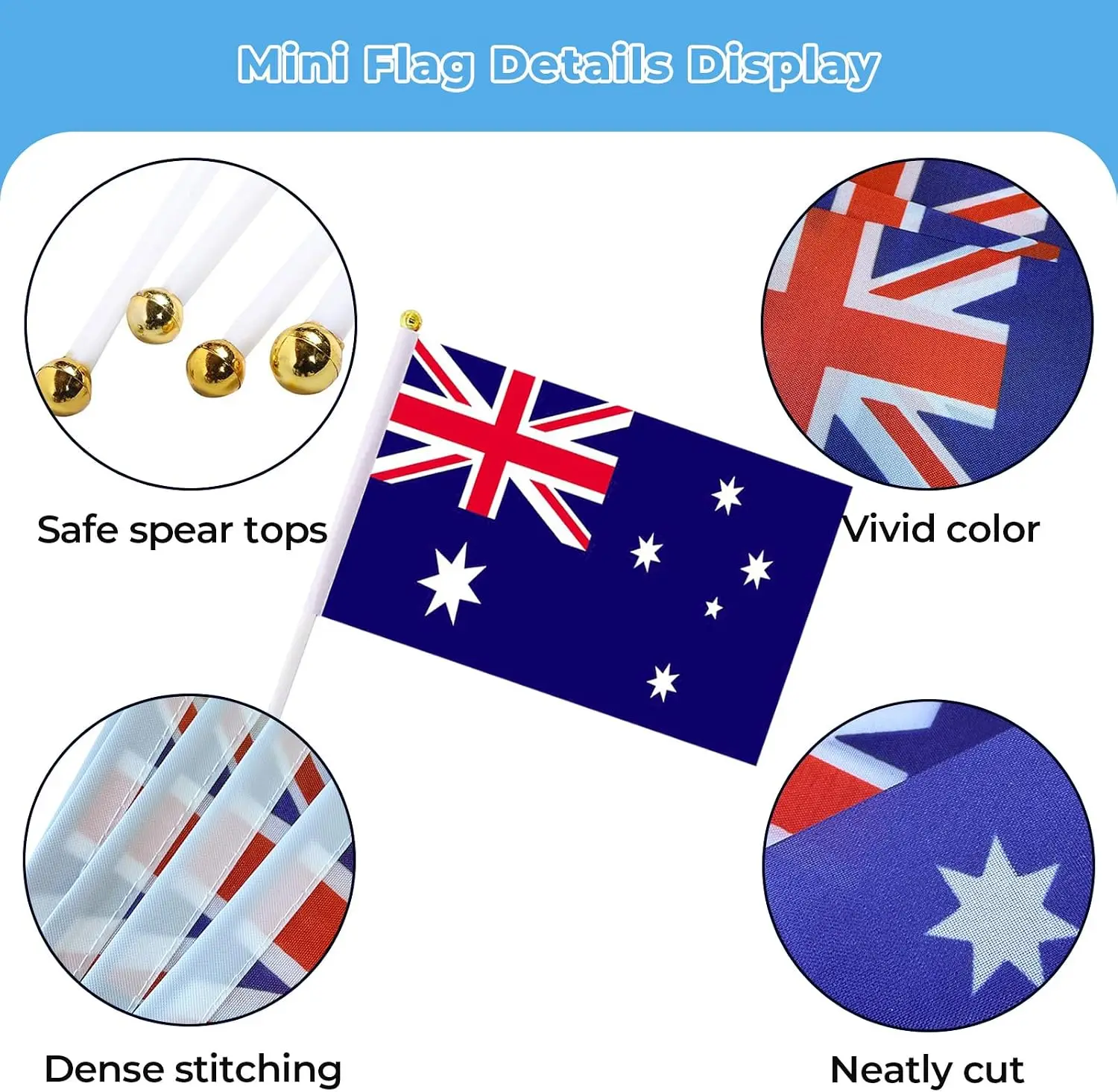 Flagnshow 100% Polyester 12 Pcs 14*21cm Australian Hand Waving Flags