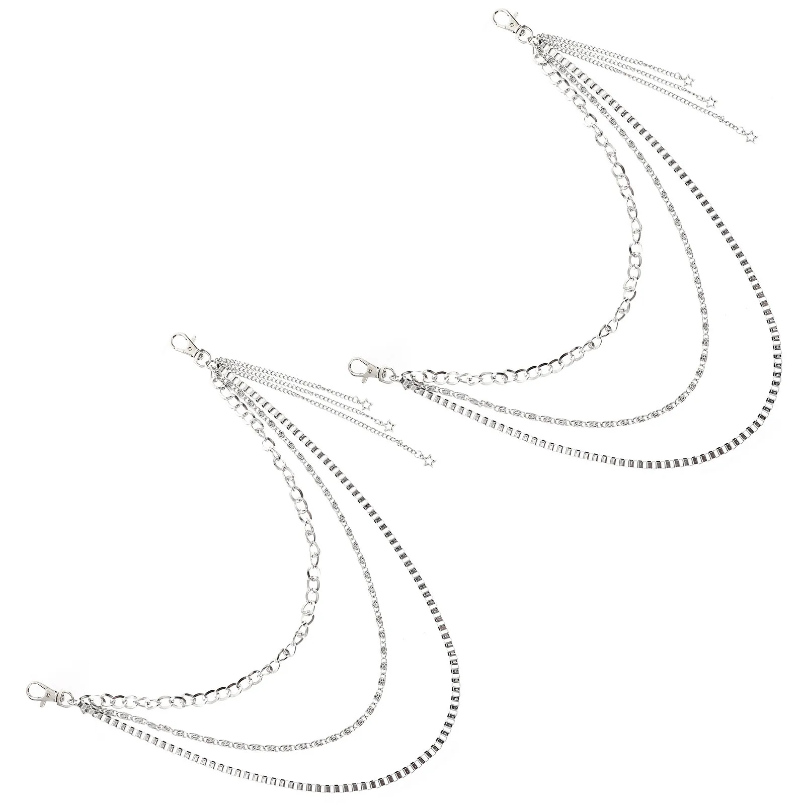 2pcs Men Waist Retro Multilayer Alloy Waist Chain For Jeans Pants Hip Hop Punk Trousers Metal Waistband Fashion