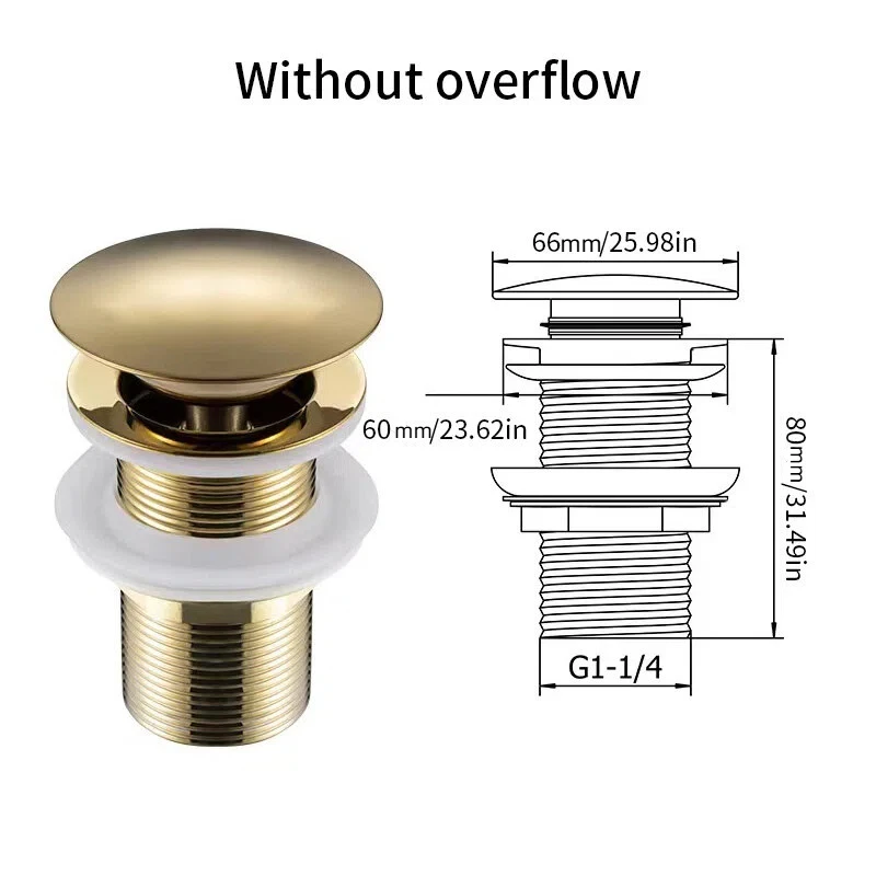 Easy-Clean Pop-Up Sink Drain with Anti-Clog Strainer and Overflow, Durable Push-Button Operation,Multifunctional Wash Basin Core