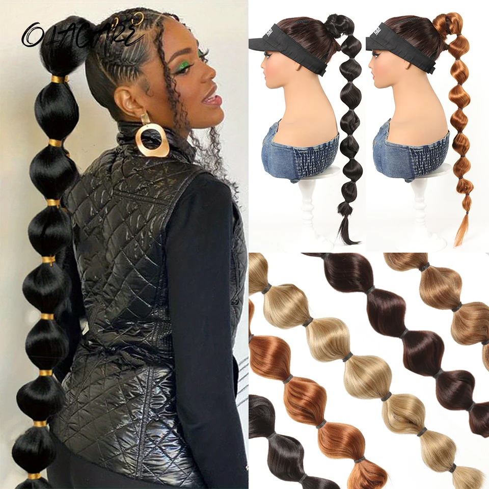 

Bubble Ponytail Extension Synthetic Warp Around Ponytail Hair Extensions For Women Lantern Bubble Ponytail Natural Black Brown