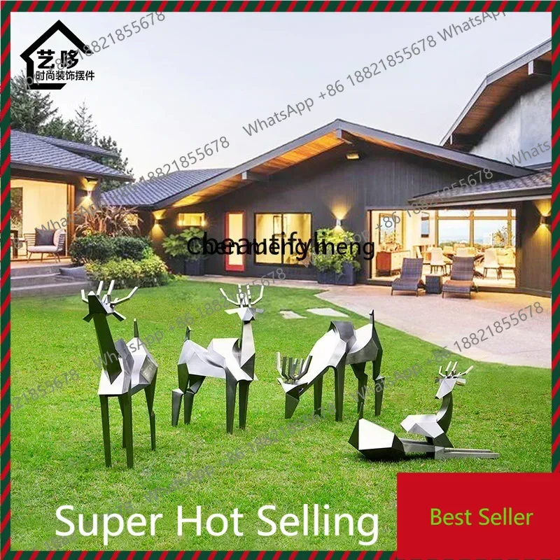 K182ZC182Geometric Deer Decoration Hotel Hall Soft Decoration Outdoor Courtyard Landscape Large Floor Sculpture
