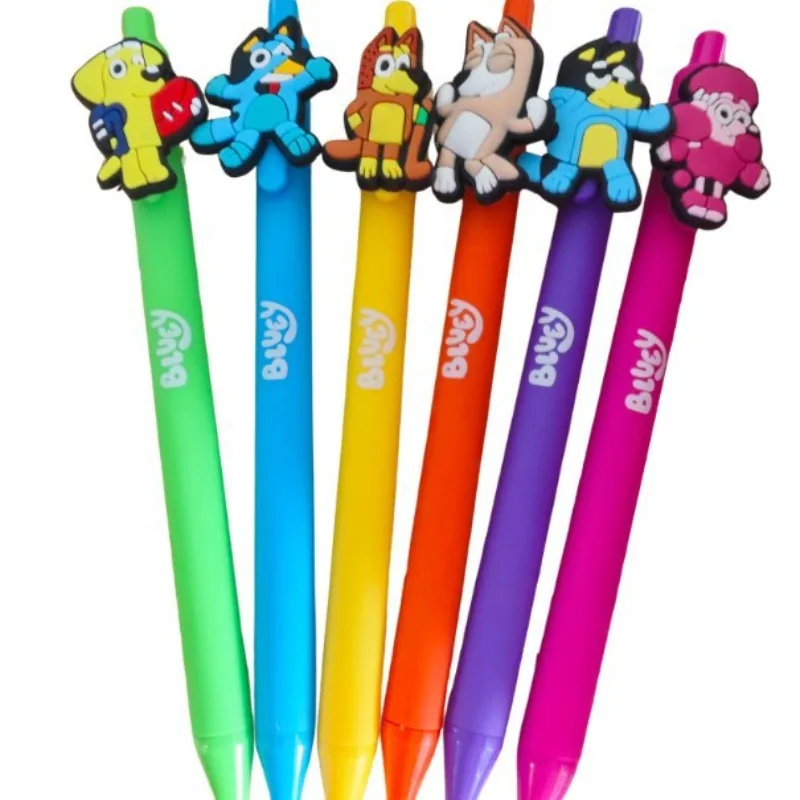 

Набор из 6 гелевых ручек Bluey с милым аниме-принтом, 0,5 мм, тонкий наконечник, черные чернила, нейтральные, для студентов, канцелярские товары, подарок на день рождения