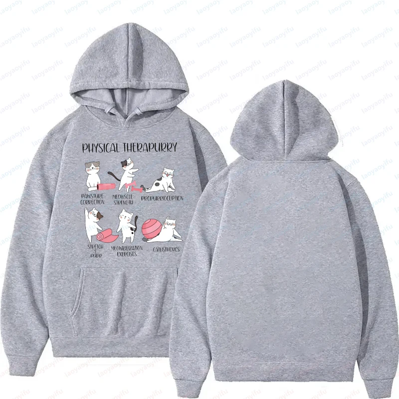 

Physical Therapist Cat Lover Crewneck Physical Therapurry Funny Cat Tops Hoodie Women's Clothing Hoodies Comfortable Pullover