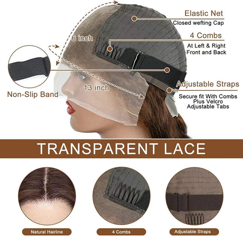 الشوكولاته براون مستقيم الدانتيل الجبهة خصلات الشعر المستعار الإنسان 13x6 الدانتيل الشفاف أمامي باروكة من شعر طبيعي قبل قطعها شعر مستعار بني اللون