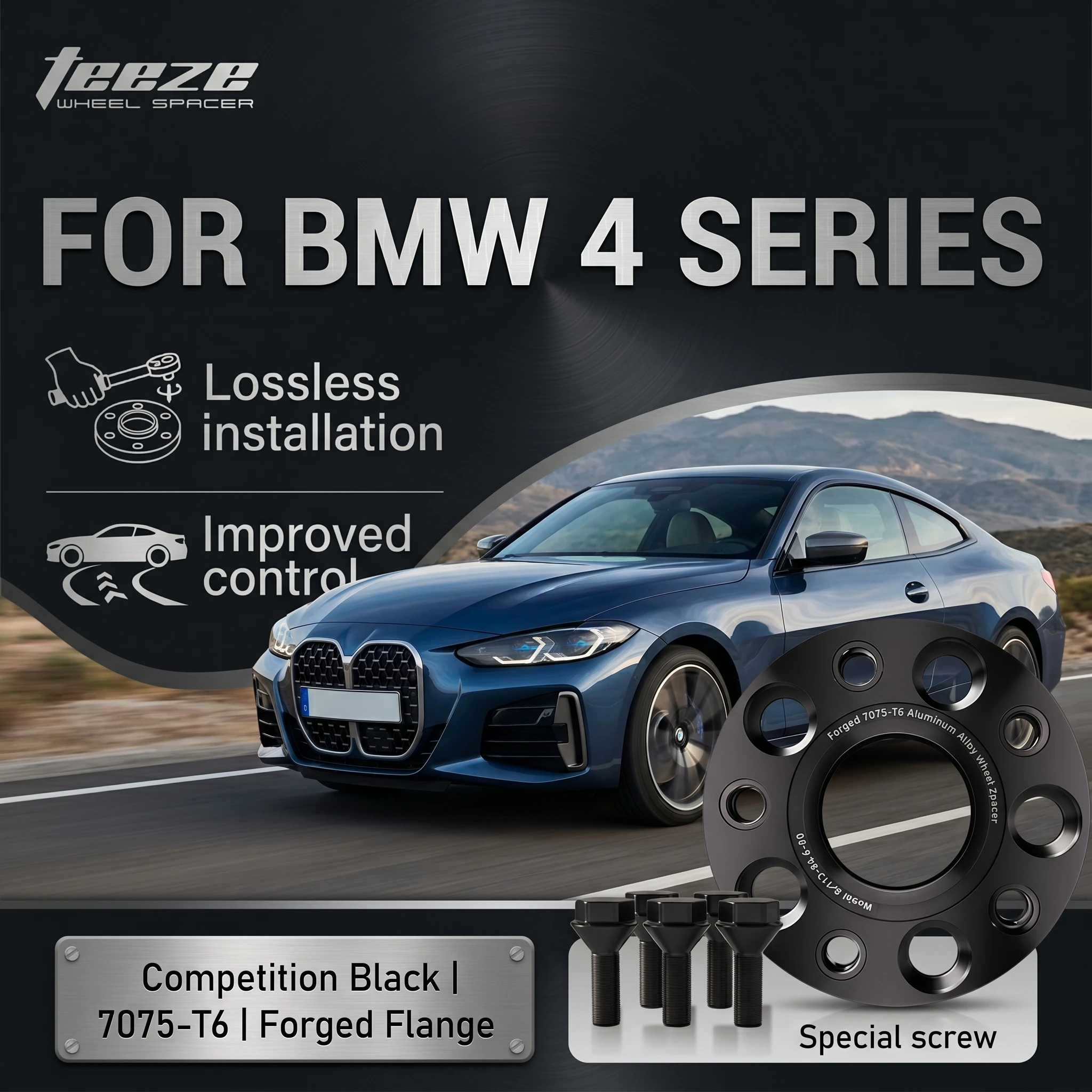 

TEEZE Forged Aluminum Wheel Spacers 5x112 CB 66.6mm M14x1.25 Hubcentric Adapters For BMW 4 Series G22 M4 G82 i4 EV 1Pc