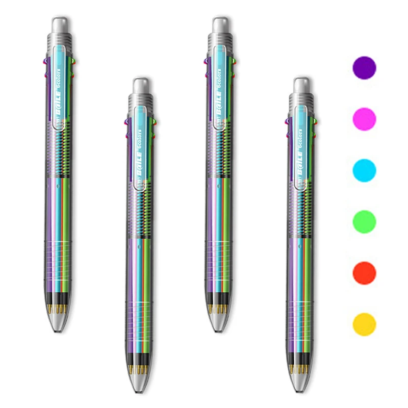 6 In1 kreatywny wielokolorowy długopis 0.7mm 6 kolorów atrament Shool malowanie biurowe pisanie Kawaii biurowe prezent urodzinowy — zdjęcie 3