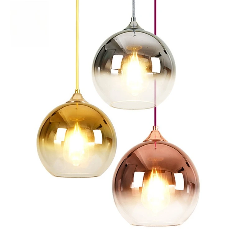 

Nordic Postmodern Minimalist Pendant Lamp Creative Bedroom Bedside Dining Room Bar Counter Gradient Glass Spherical Chandelier