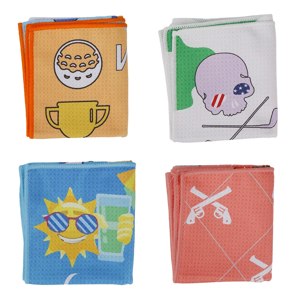 Soft Golf Towel With Fun Prints - Perfect Golfer\'S Gift, 4 Colors Available, Ideal For Keeping Your Clubs Clean & Dry