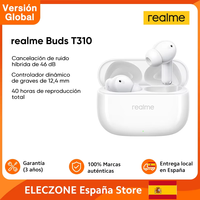 Global Version realme Buds T310 46dB Hybrid Noise Cancellation 40Hours Total Playback 12.4mm Dynamic Bass Driver IP55 Waterproof