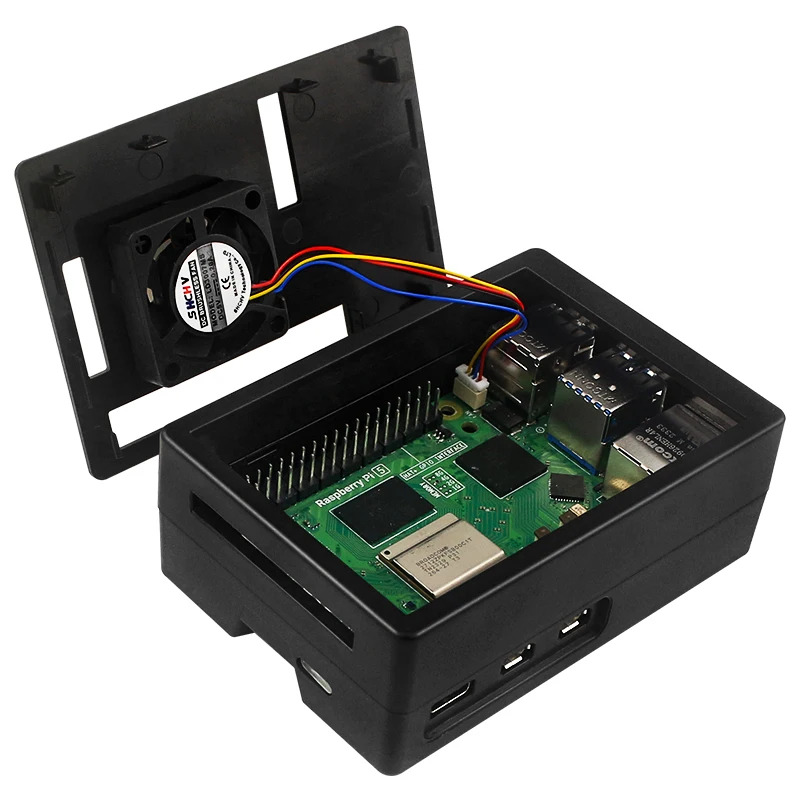 Raspberry pi 5 abs caso escudo de plástico preto pwm ventilador de refrigeração ativo cooler opcional suporte 3.5 Polegada tela para raspberry pi 5