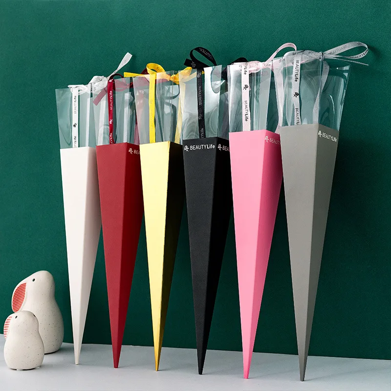 10 PC Rose single packaging box Flower packaging box bouquet bag Valentine's Day single flower packaging bag