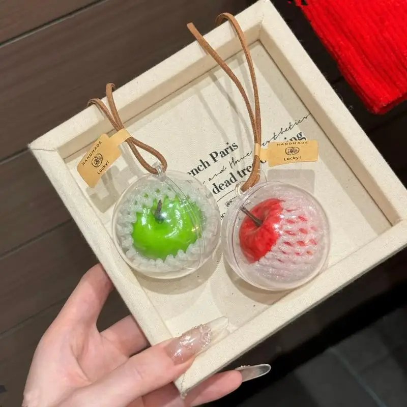 Realistic 3D Fruit Keychain Pendant Creative Simulation Fruit Bag Charm Car Rearview Mirror Keyring Decoration Gift for Women