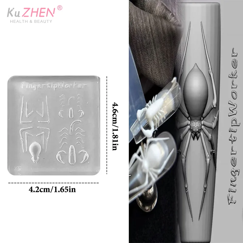 ثلاثية الأبعاد العنكبوت العقرب سيليكون قالب الأظافر لتقوم بها بنفسك الظلام الشرير نمط لينة ختم لوحات مانيكير الفن قالب أدوات قوالب الزينة #1