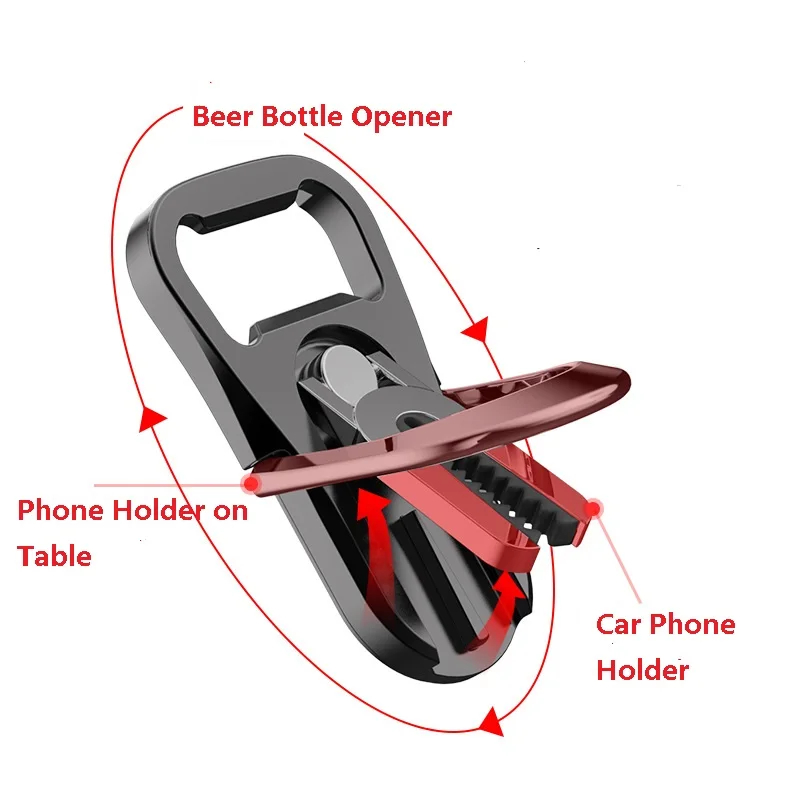 Drink&Art Keychain Bottle Opener Phone Holder in Car Smartphone Stand Holder Air Vent Hook Clip Mount GPS Car For Iphone Samsung