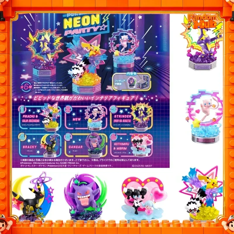

2025 NEW HOT SALE Genuine Re-Ment Pokemon Neon Party Series Figurine - Pikachu, Umbreon, Gengar, Mew Model Decorative Toy Gift