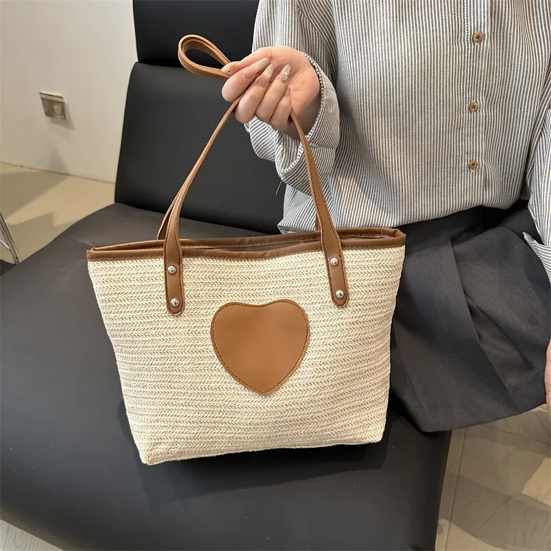 2025, neue Damentasche im koreanischen Stil – minimalistische Mode, herzförmige gewebte Beuteltasche, Schulter-/Handtasche