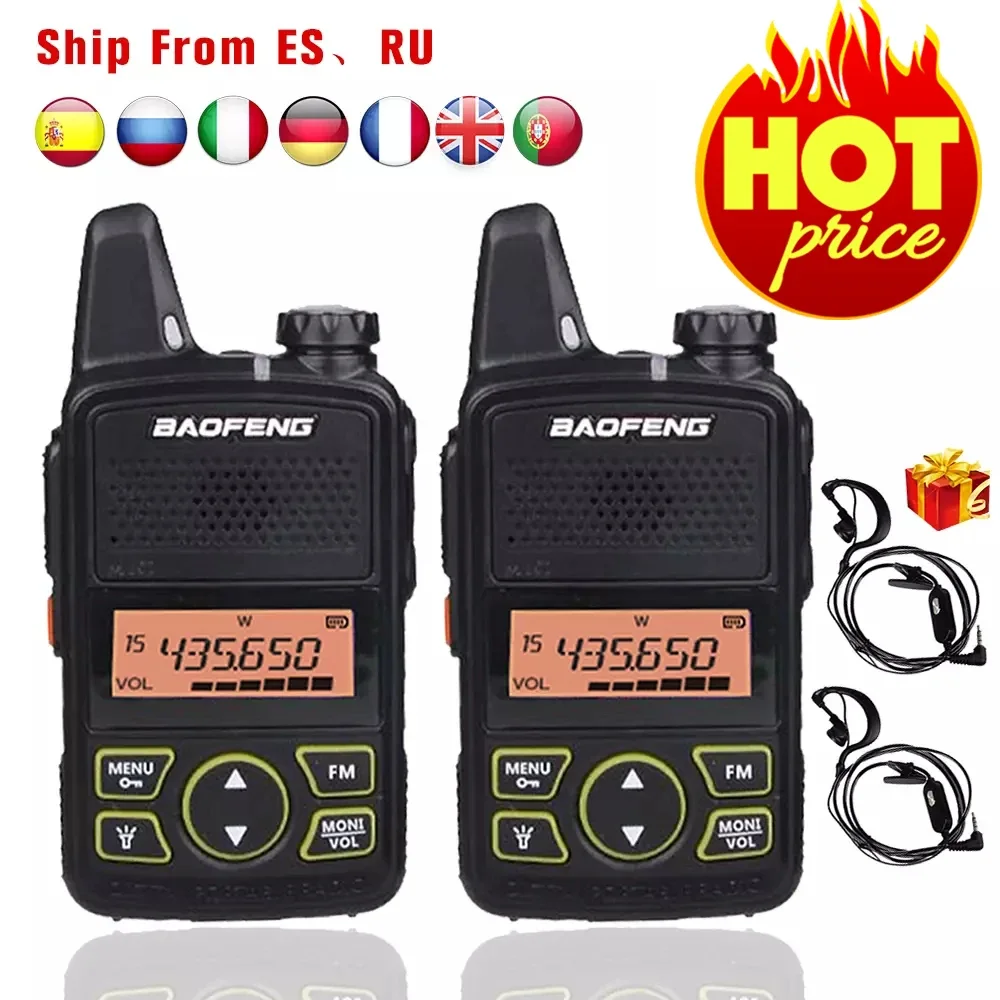 Baofeng Mini Walkie Talkie BF-T1 Portable Two Way Ham Radio UHF 400-470MHz FM Flashlight Handheld Transceiver Kids Intercome