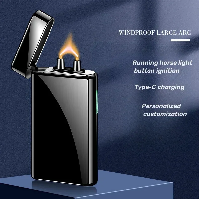High Power Arc Lighter Outdoor Windproof LED Power Display Metal Lighter Type-C Charging Portable Men's Cigarette Igniter view 2