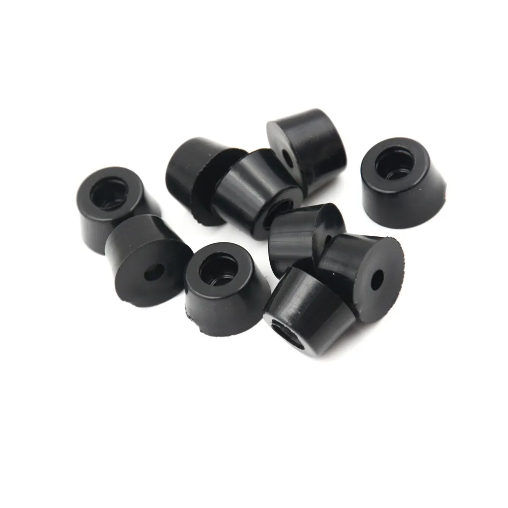10Pcs 17 x 10mm Round Cabinet Black Rubber Instrument Case Feet Foot Circular