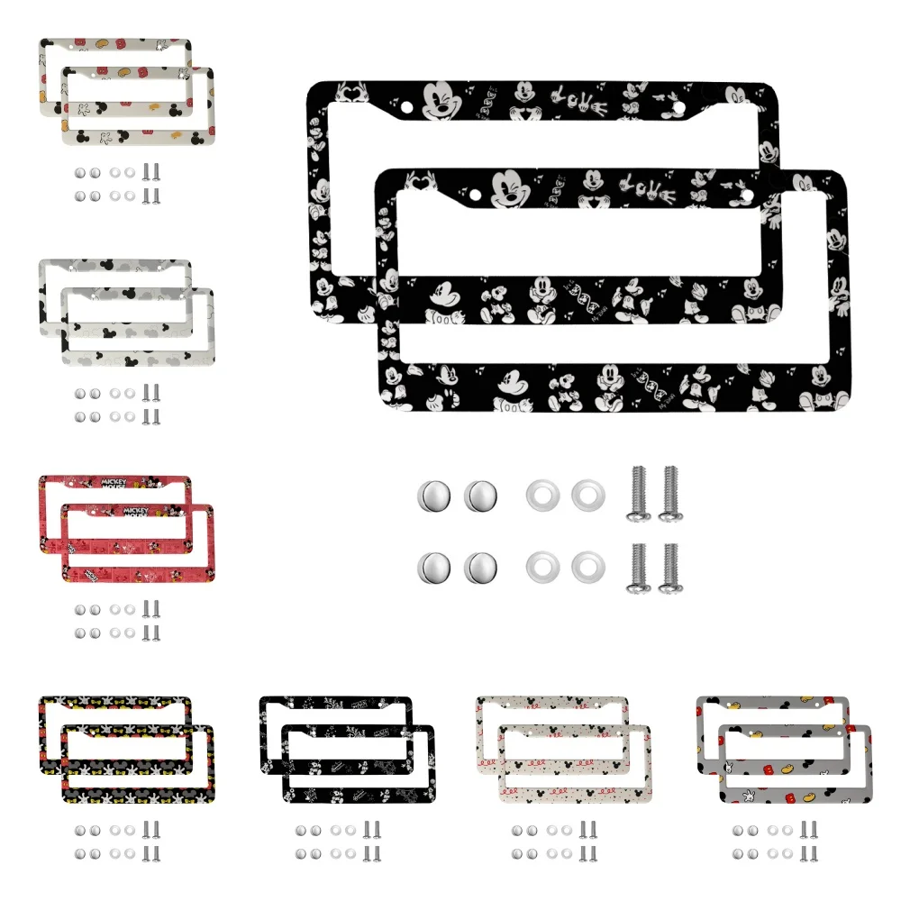Disney Mickey Mouse American Car 12" x 6" Cornici per targhe in fibra cromate tagliate al laser - Accessorio per la decorazione dell'auto/camion/SUV