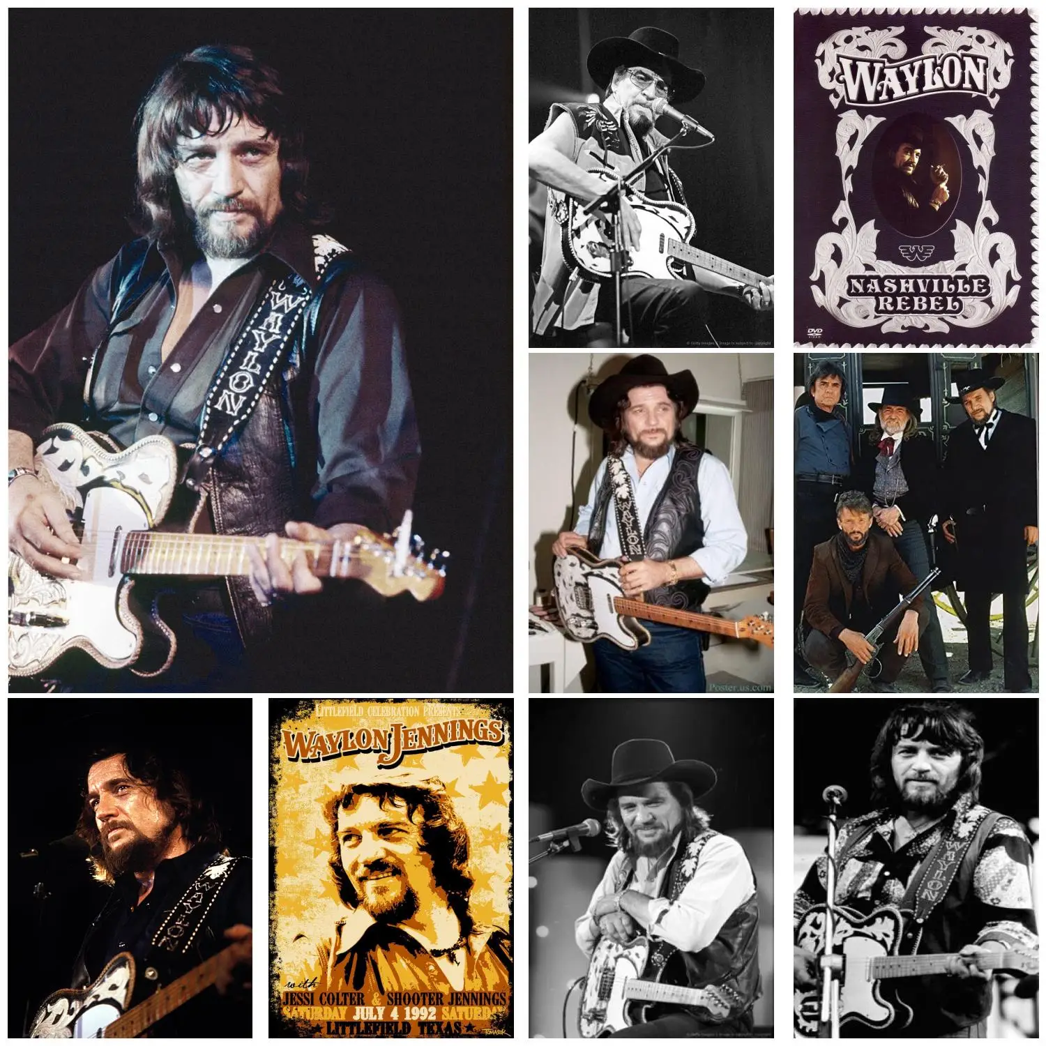 

waylon jennings singer Poster Prints Wall Art Canvas Painting Poster For Modern Family Living Room Home Decor