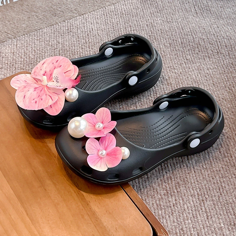 

Original Mary Jane Shoe Princess Sandals Designer Flower Ballet Clogs Kids Shoes for Girl Summer Elegant Pearl Shoes Decorations