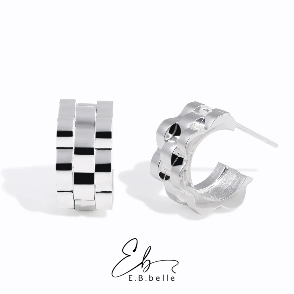 

E.B.belle Stainless Steel Earring Sliver Plated Geometry Non Tarnish Waterproof Trendy Jewelry Earring for Women Gift ﻿