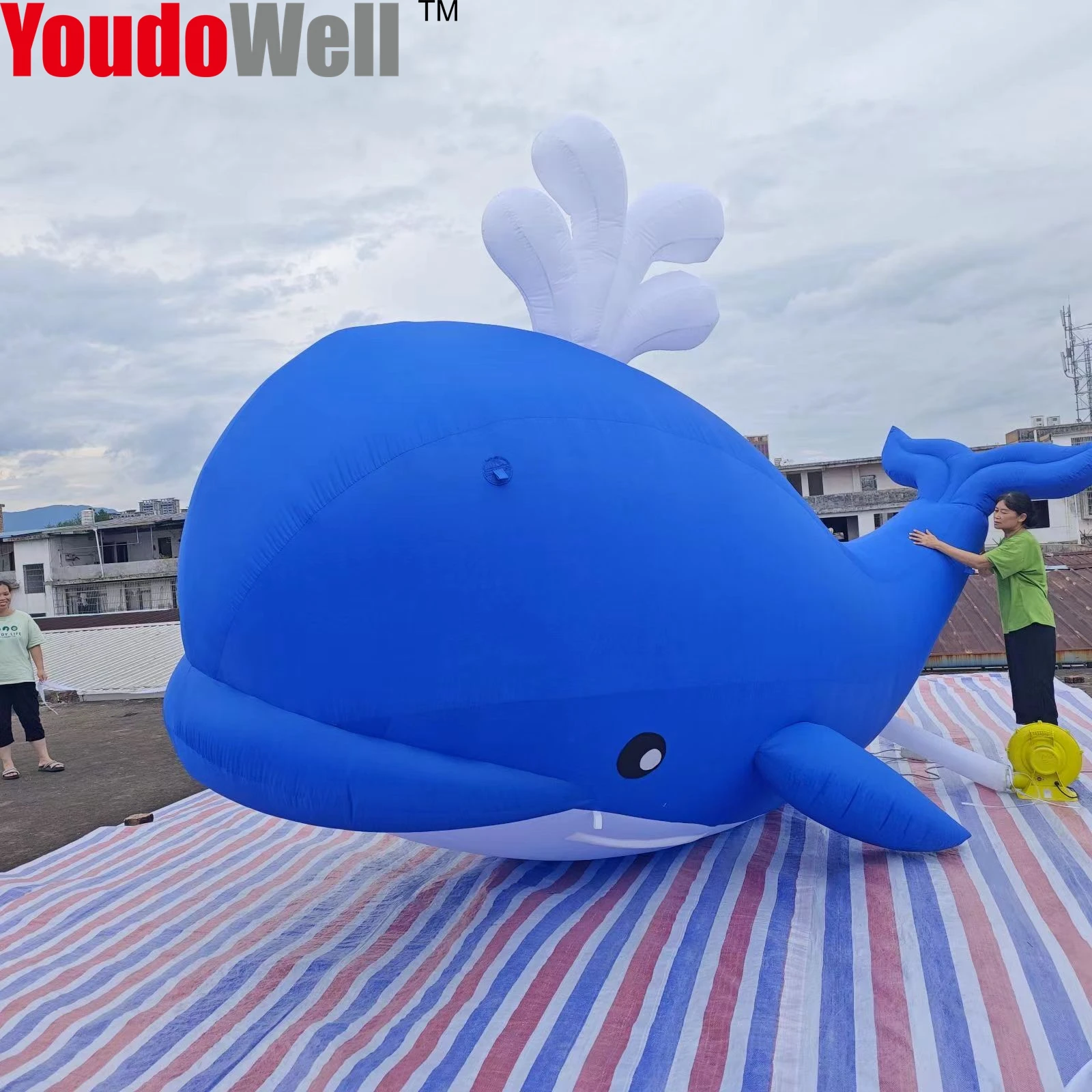 Modèle animal baleine gonflable avec souffleur d'air, décor de fête, fournitures rigouret décorations