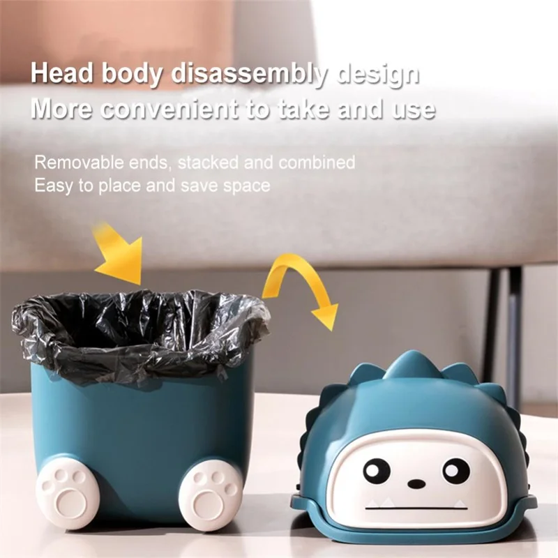 Kawaii Mini Trash Can Desktop Garbage Bin Home Office Rubbish Bin Cartoon Cute Waste Dustbin Household Kids Room Decoration