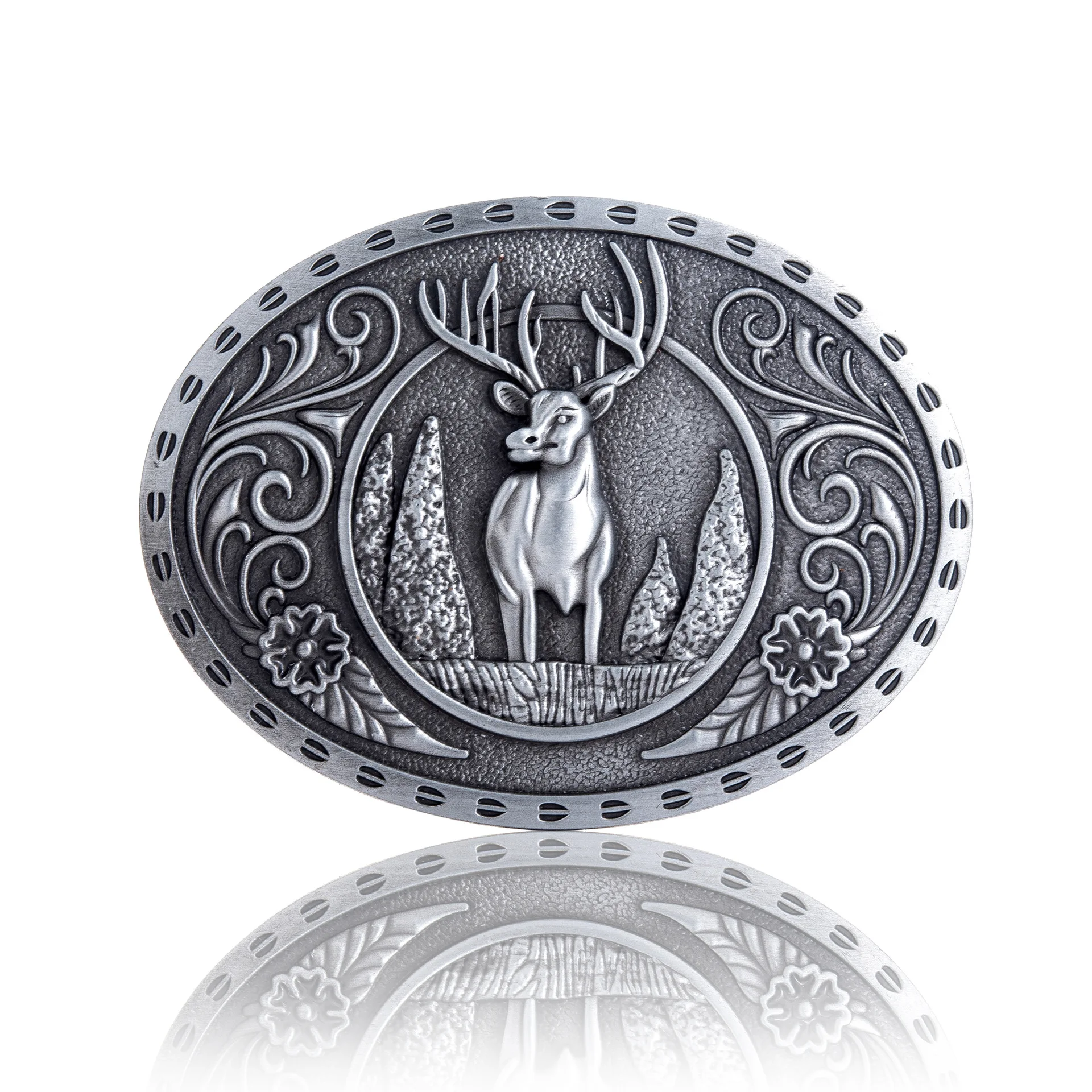 Cheapify Dropshipping Oval Sika Deer Cowboy Men Belt Buckle 40mm Fashion Western Cowgirls Metal Hevillas Para Cinturon Hombre