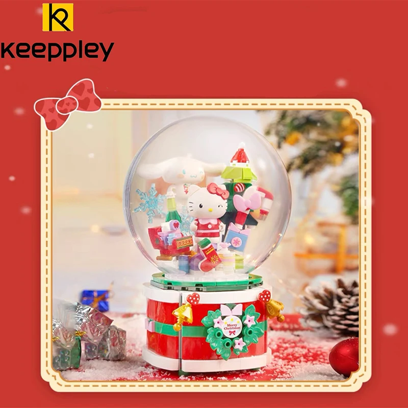 Keeppley Sanrio Assembled Building Blocks Kuromi Cinnamoroll My Melody Music Box Model Graphics Cartoon Children Christmas Gifts