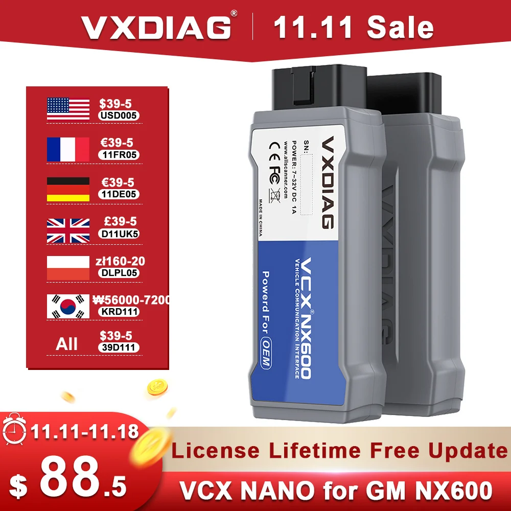 VXDIAG NANO NX600Pro for GM USB WiFi Code Reader Car OBD2 Diagnostic Tool J2534 Programming ECU Coding for Opel Buick Chevrolet