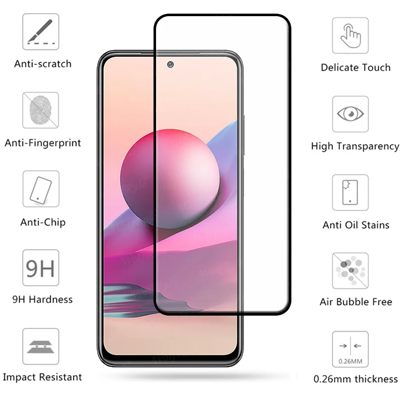 6-in-1 For Xiaomi Redmi Note 10S Glass For Redmi Note 10 S Full Cover Screen Protector Redmi Note 11 12 10 Pro Plus Lens Glass