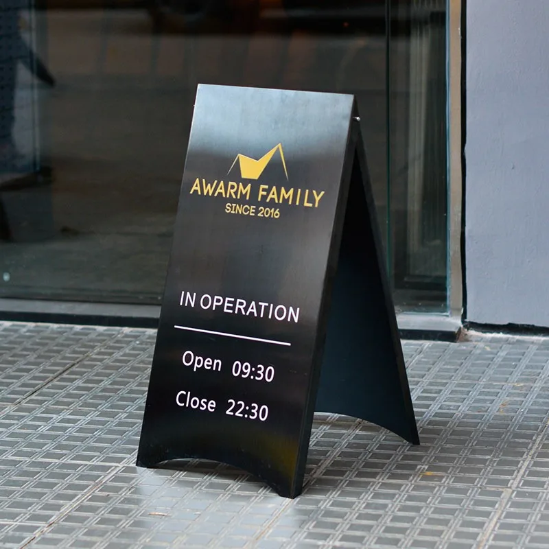 Stainless Steel A Frame Sign Stand Freestanding Advertising Board for Cafe Opening Hours Notice One-piece 30X60cm
