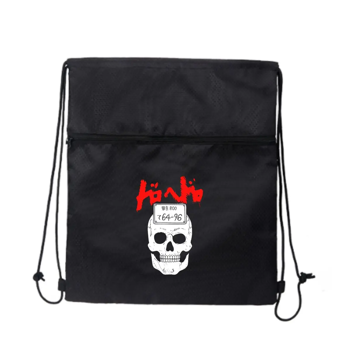 

Skull Art Hints Edgy Tale Черный повседневный рюкзак на молнии на шнурке: повседневное использование для мужчин и женщин
