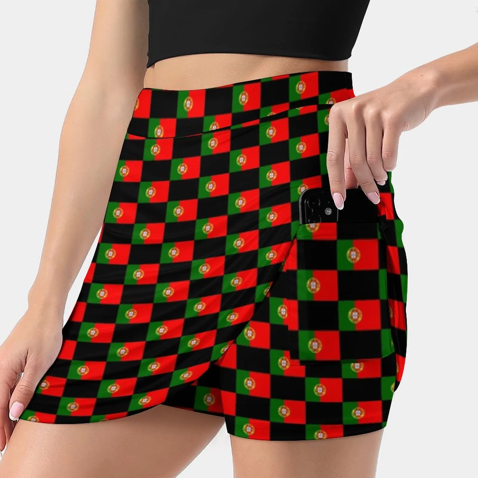 Flag Of Portugal - Portuguese Sticker T - Shirt New Women Skirts Double-Layer Printed Short Dress Mini Sport Skirt Portugal