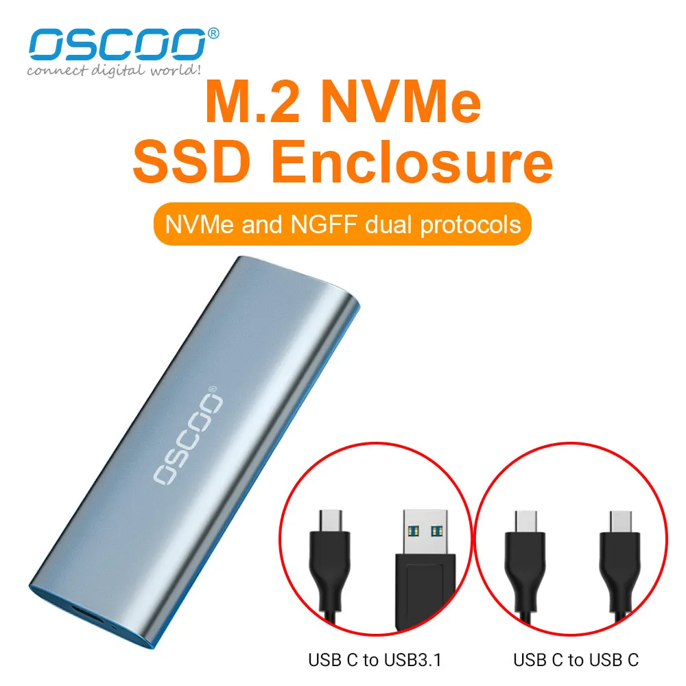 Adaptador de carcasa SSD M.2 NVMe, carcasa externa de unidad de estado sólido de aluminio 10 gbps USB C 3,1 Gen 2 A NVMe PCIe m-key