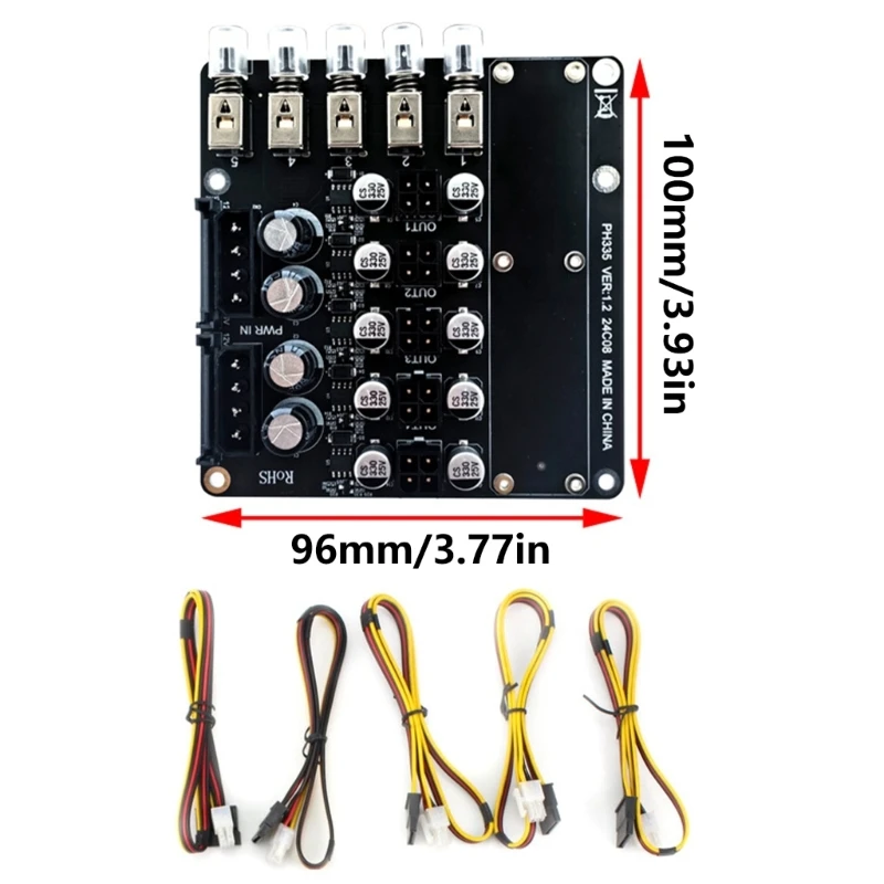 2x 4Pin to 4Pin 5/12V Power Distribution Switching with Hard Disk Drive Slots for Efficient Systems Management Module Adapter