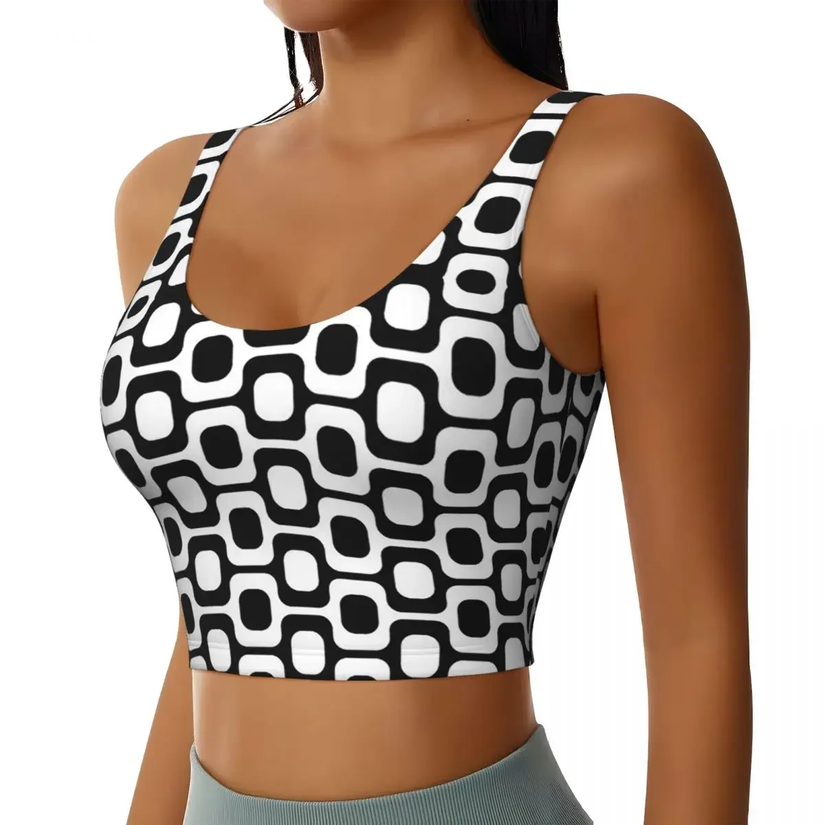 Sujetadores Deportivos Personalizados Ipanema en Blanco y Negro para Mujer, Top Corto de Alto Impacto para Gimnasio, Entrenamiento, Yoga