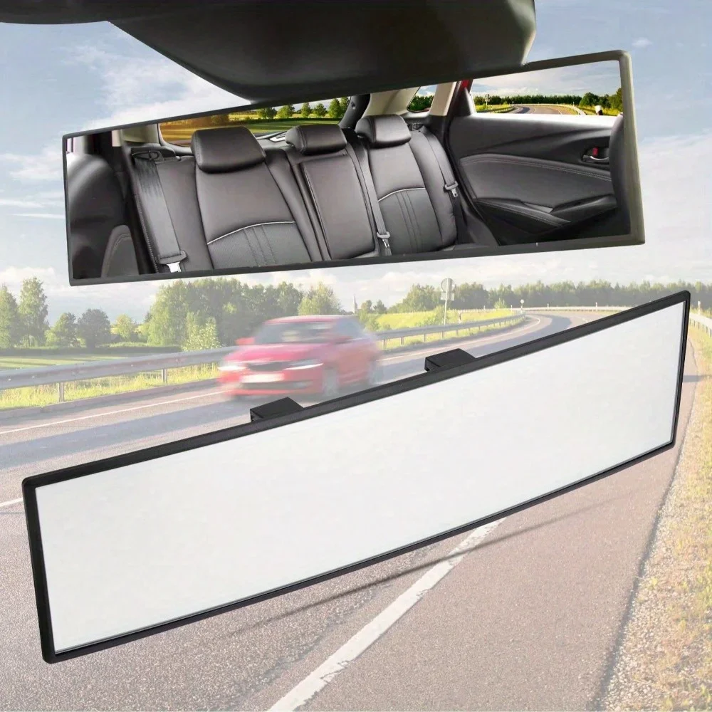 Car Panoramic Rear View Mirror, Interior Clip On Wide Angle Rearview Mirrors For Car, Universal Extended Large Rear View Mirror