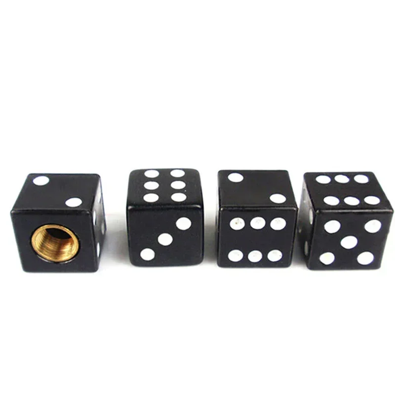 4 Pcs Black & White Dice Truck Air Port Cover Tire Rim Valve Wheel Stem Caps Dustproof Cover Hot Rod Car Truck Accessories Tools