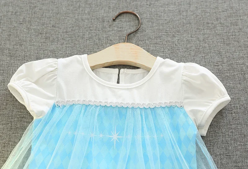Neues Sommer-Mädchenkleid mit Kurzen Puffärmeln, Kinder-Geburtstagskleid, Halloween-Aufführungskostüm, Tüll-Partykleid H3307 – Detail 18