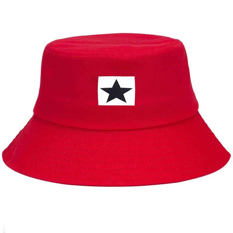 قبعة دلو قطنية مطبوعة بنجوم خماسية للرجال والنساء قبعة صيد السمك قابلة للتعديل في الهواء الطلق كاجوال ملابس يومية عصرية #3
