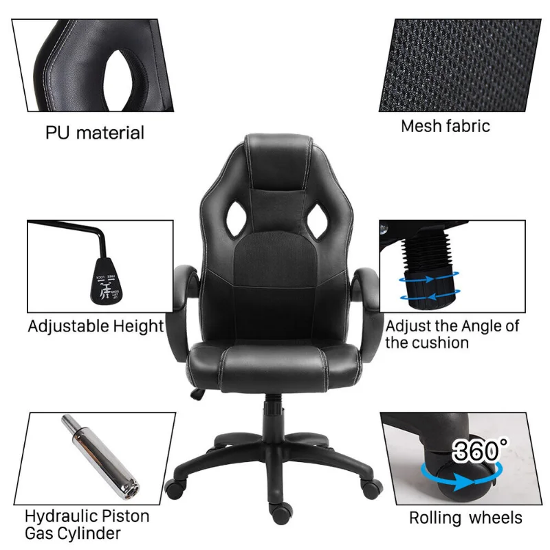 Pu Lederen Hoge Rug Executive Bureaustoel Ergonomische Computer Executive Swivel